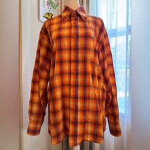 100% Cotton Raider Plaid Shirt Orange and Yellow Fall Fashion Fall Vibes Large